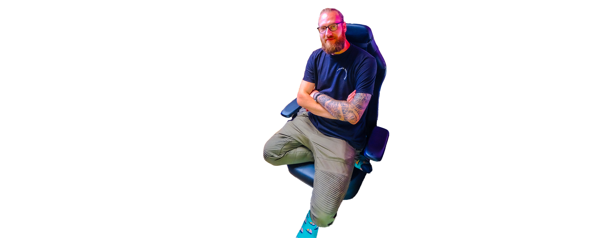 Rowan posing in his yurt studio