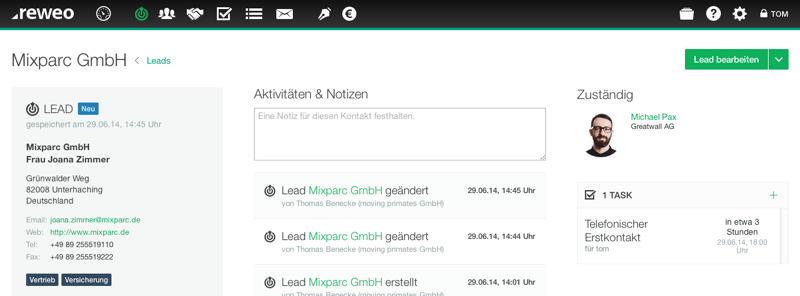CRM Leadansicht