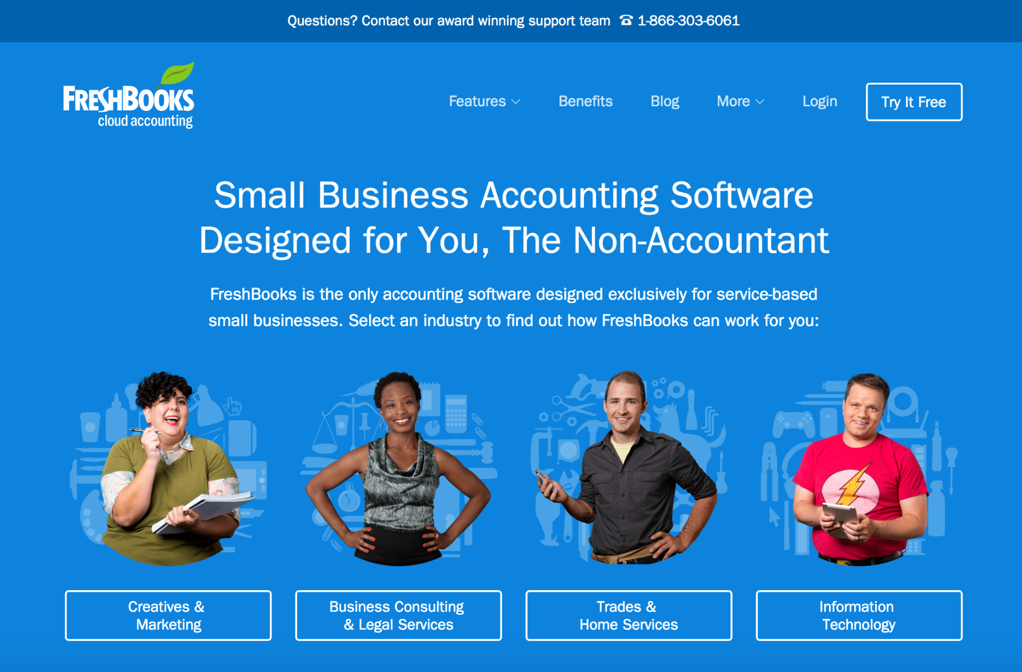 FreshBooks' homepage
