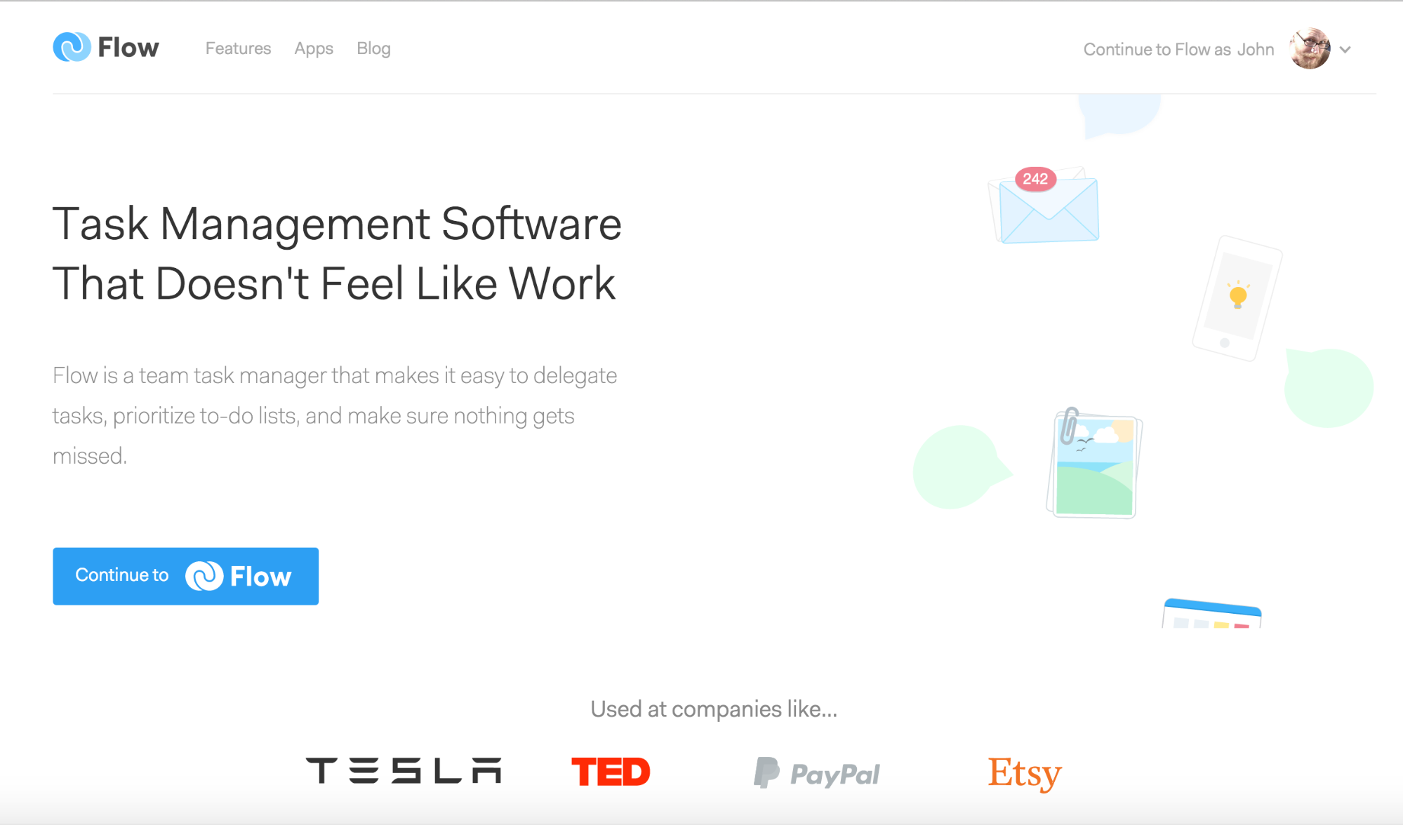 Flow app homepage