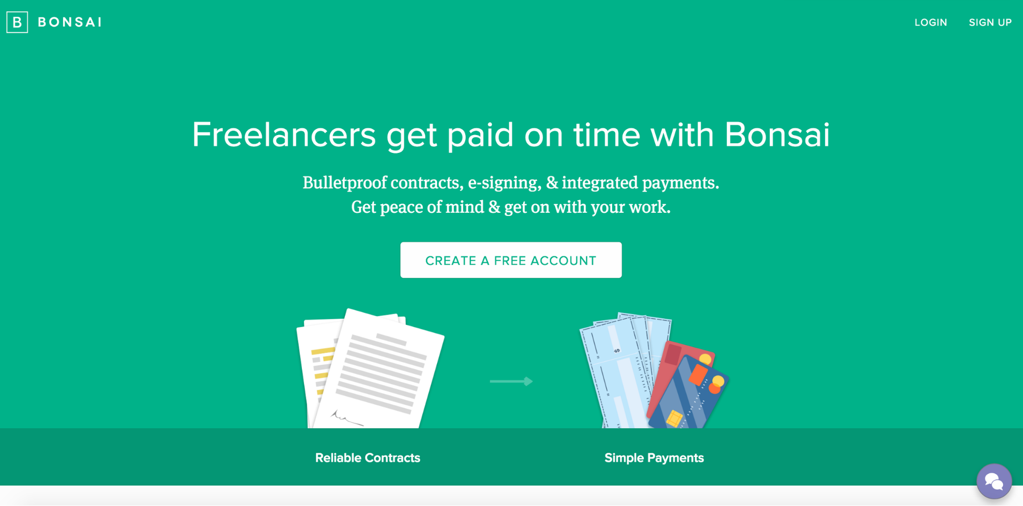 Bonsai app homepage