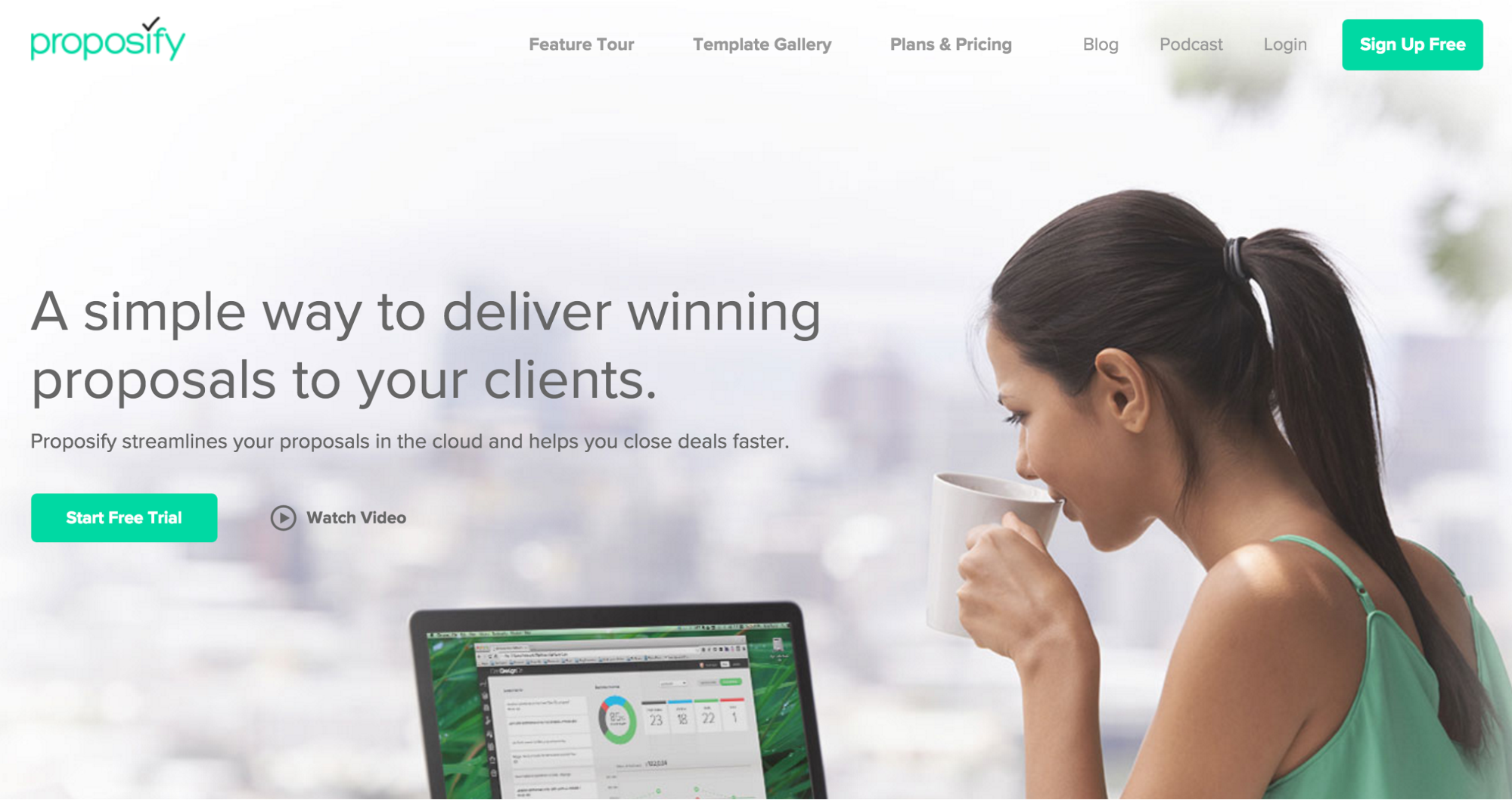Proposify app homepage