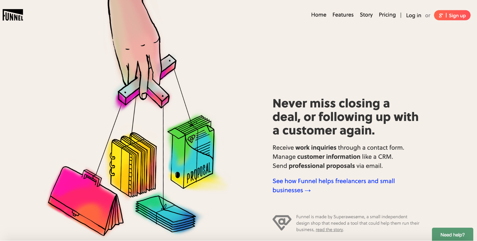 Funnel app homepage