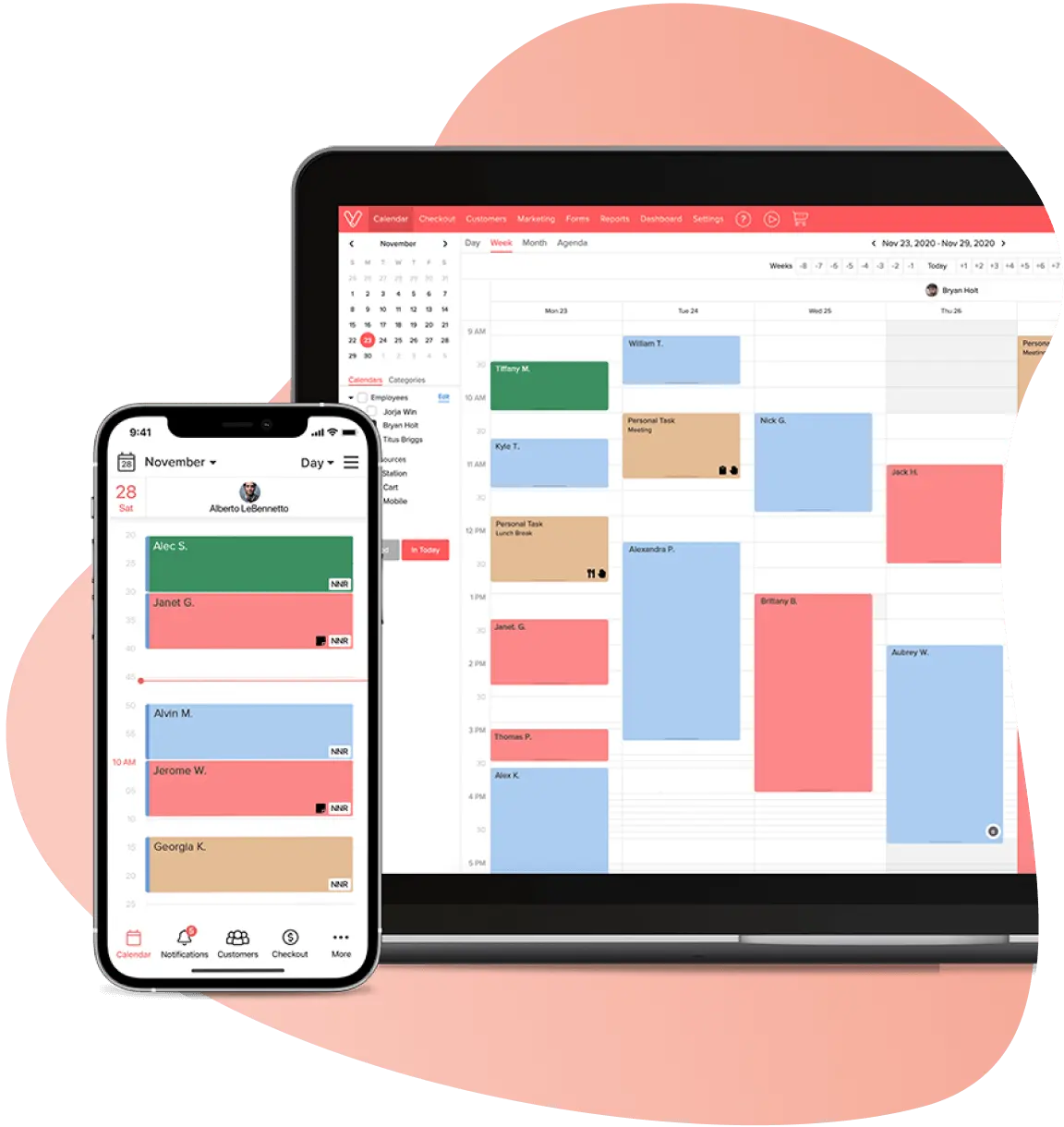 appointment calendar for salons and barbershops on computer and mobile device