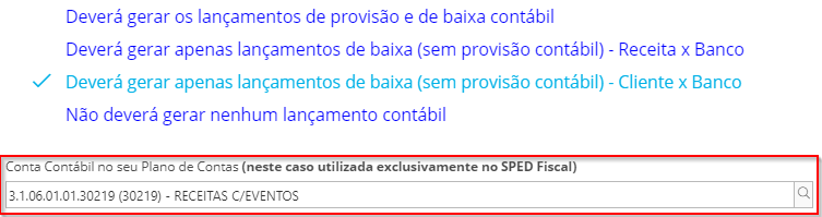 é necessário configurar as categorias do cliente com a conta contábil do plano de contas utilizada exclusivamente no SPED