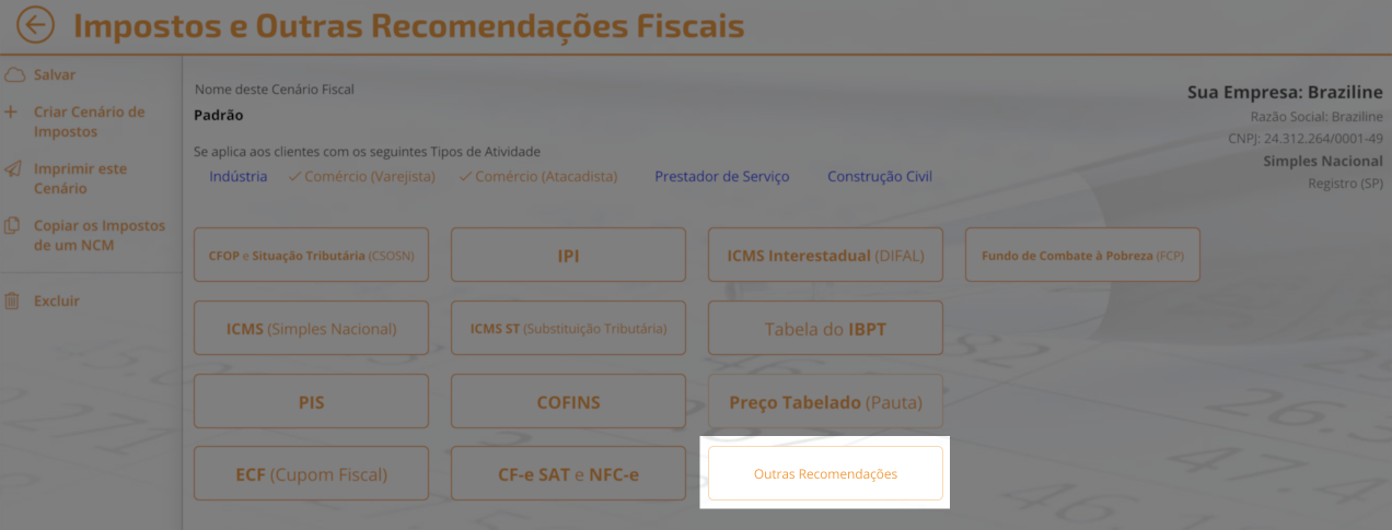 Basta acessar as “Outras Recomendações” do Cenário Fiscal