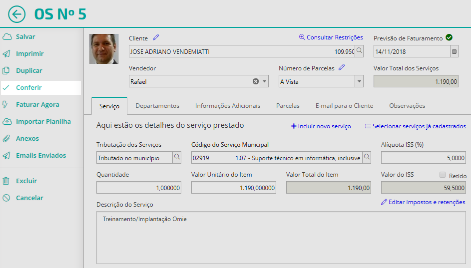 nfs serviço