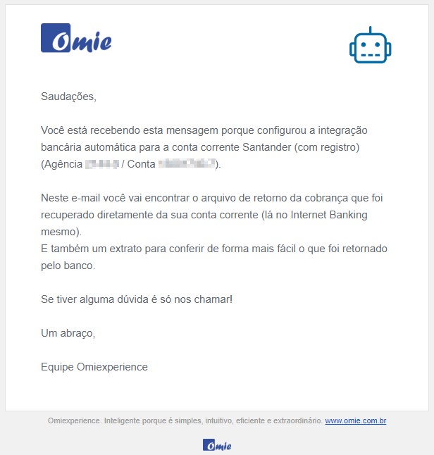 Modelo do e-mail e do extrato enviado pelo sistema