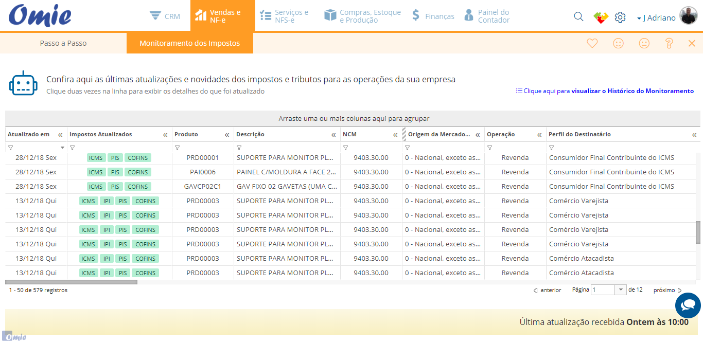 A configuração de todos os produtos será realizada de forma automática.