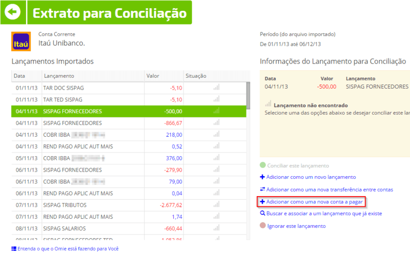 conciliacao bancaria em sistema de gestao online