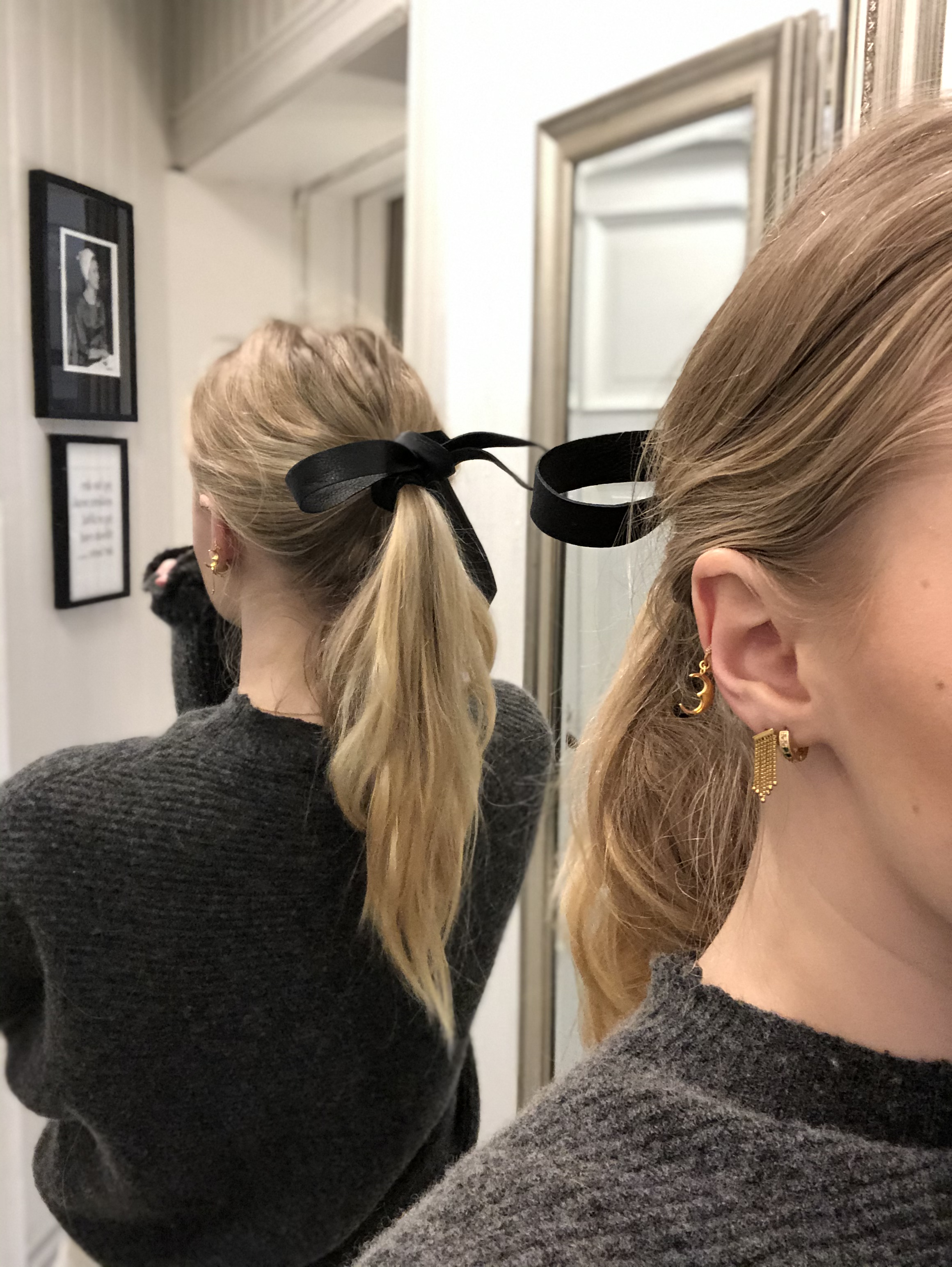 Leather hairband long