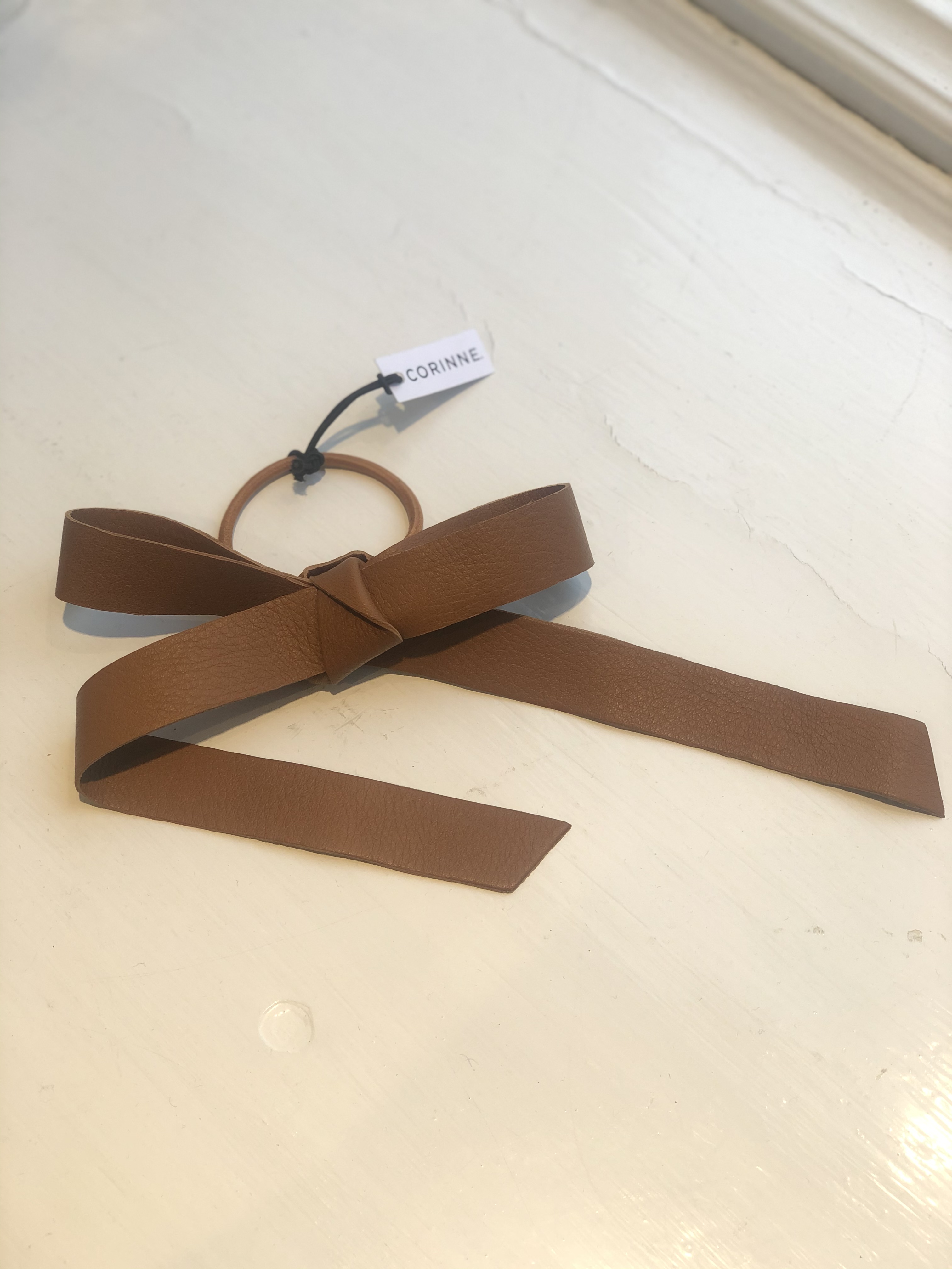 Leather hairband long