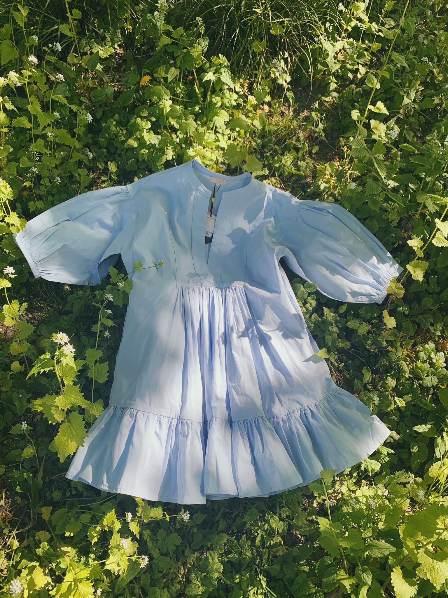 Structured Cotton Shift Dress Light Blue