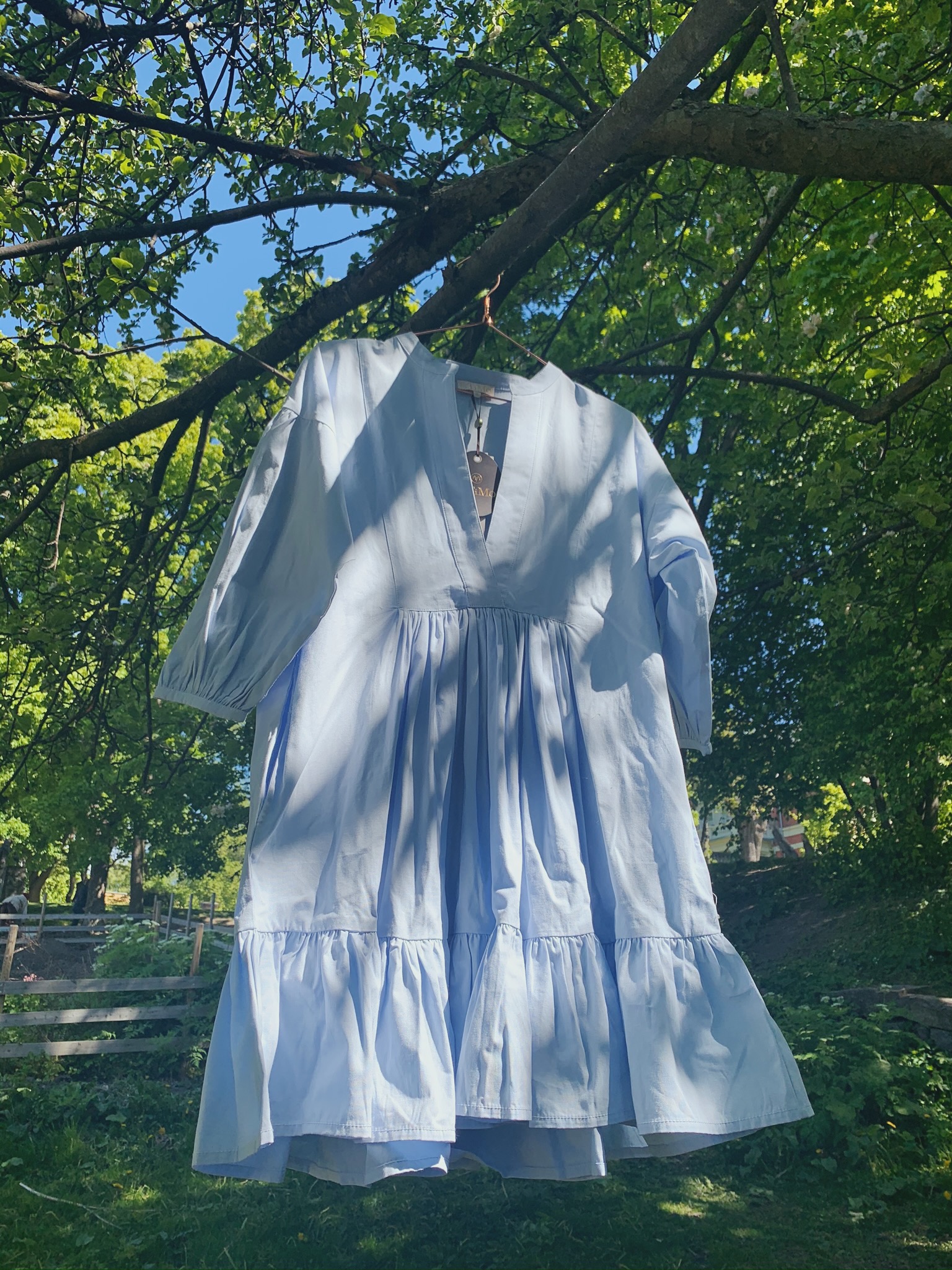 Structured Cotton Shift Dress Light Blue