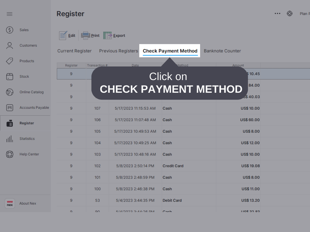 How to check payment methods records
