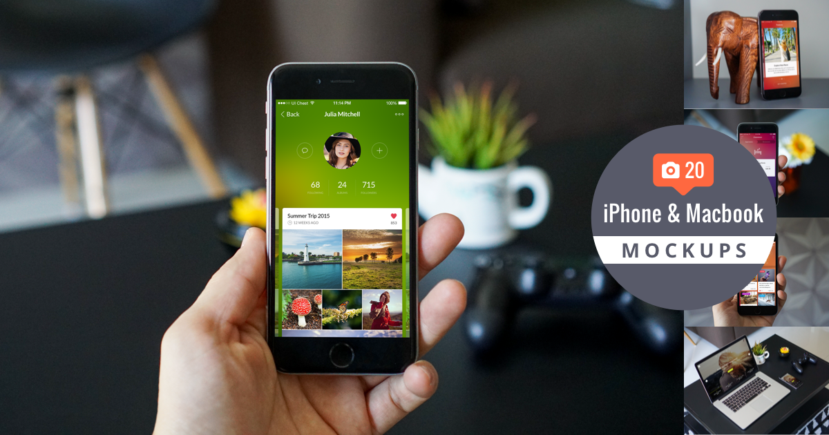 20 iPhone &amp; Macbook Mockups