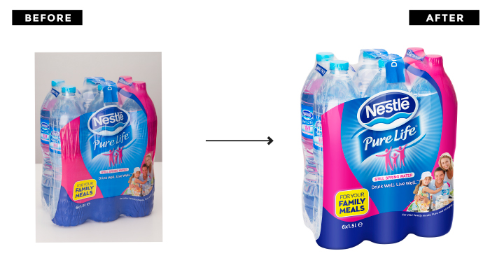 Nestlé Waters Packshot Before and After | Q+H London