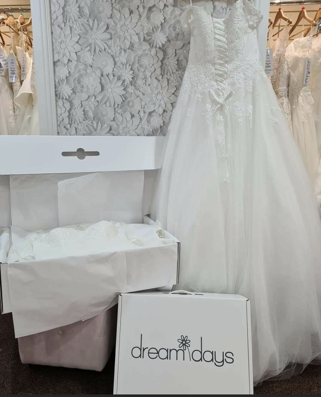 Wedding gown which has been cleaned ready to be boxed into a wedding carton.