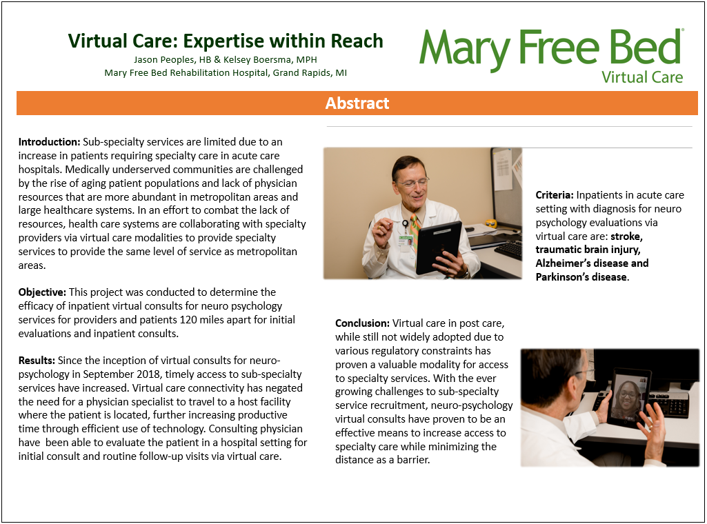 Virtual Care: Expertise Within Reach research poster by Jason Peoples