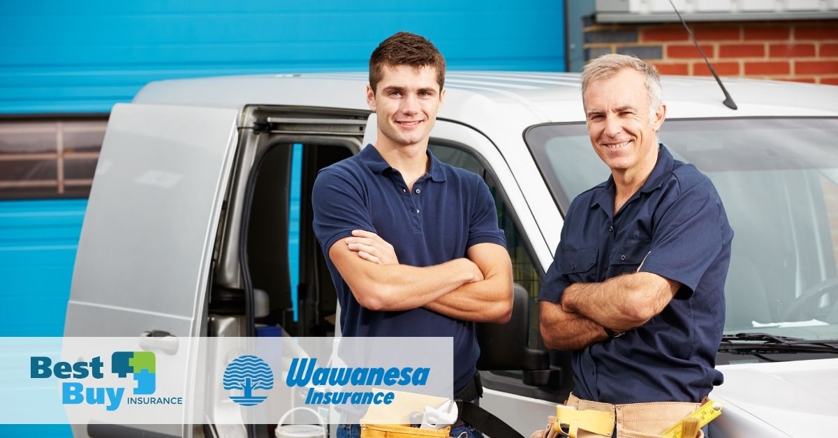 Contractors standing in front of van