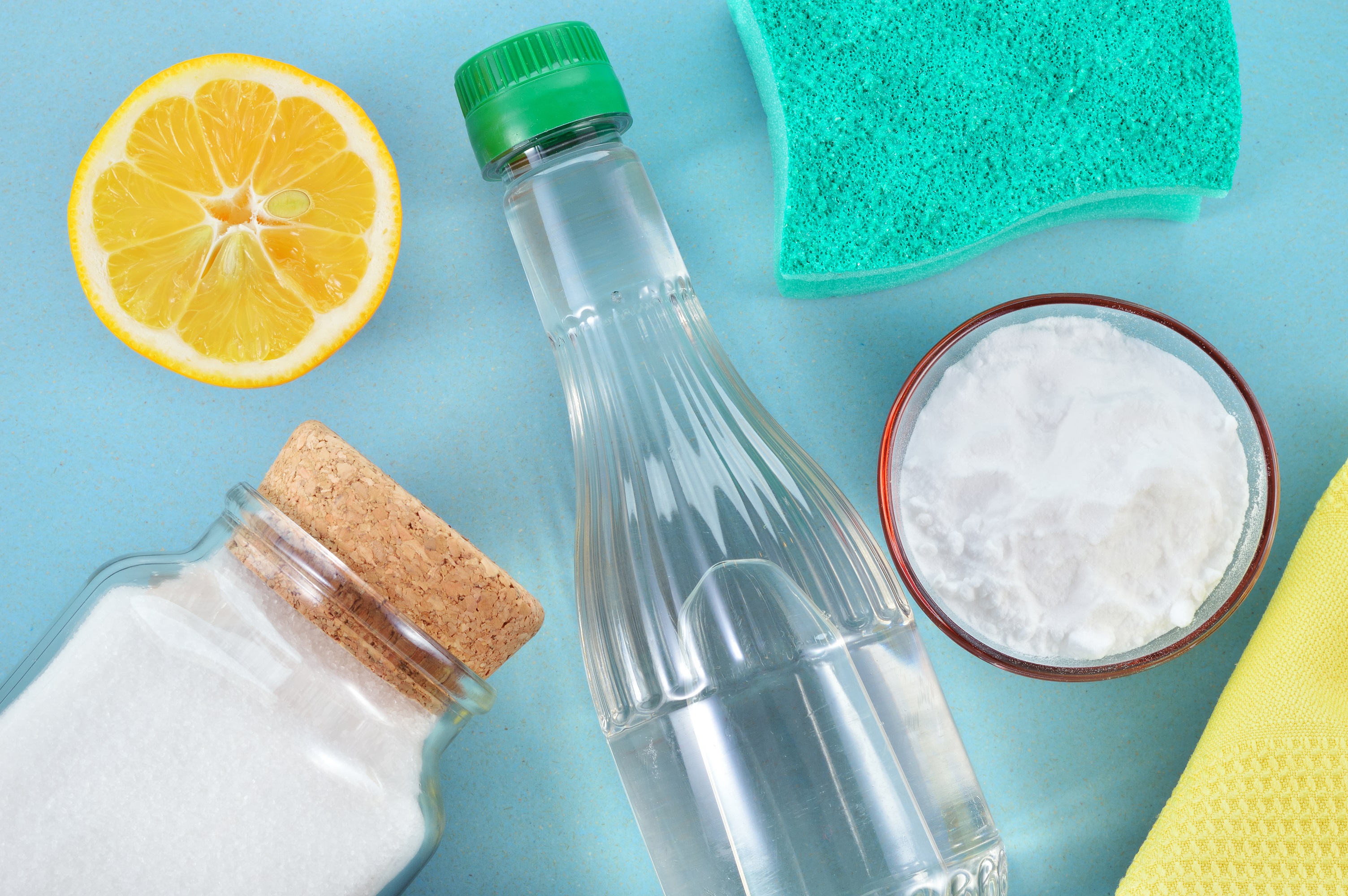 cleaning products on a table