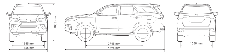 Kích thước xe Fortuner 2017
