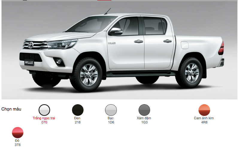 màu xe toyota hilux 2.5 E