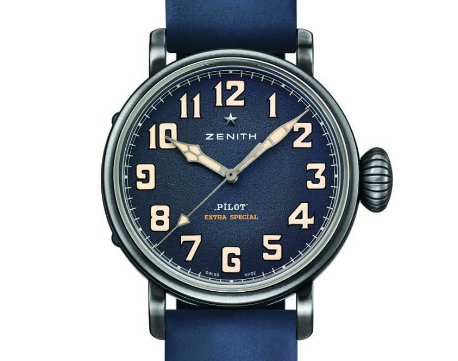 zenith pilot blue dial 40 mm
