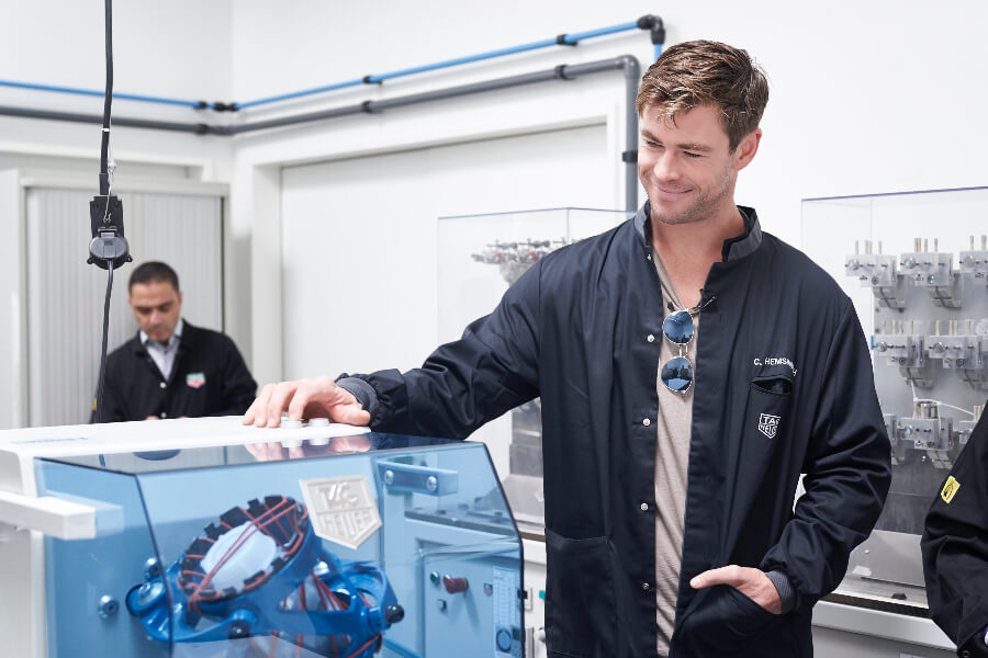 Chris Hemsworth visit Tag Heuer Factory