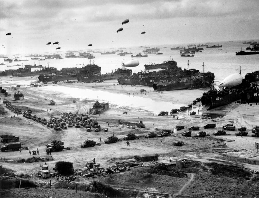 Panoramic photograph of the D-day landing in Normandy June 1944