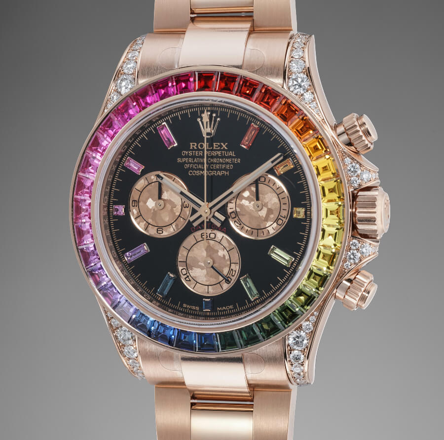 Rolex “Rainbow” Daytona reference 116595 RBOW in pink gold