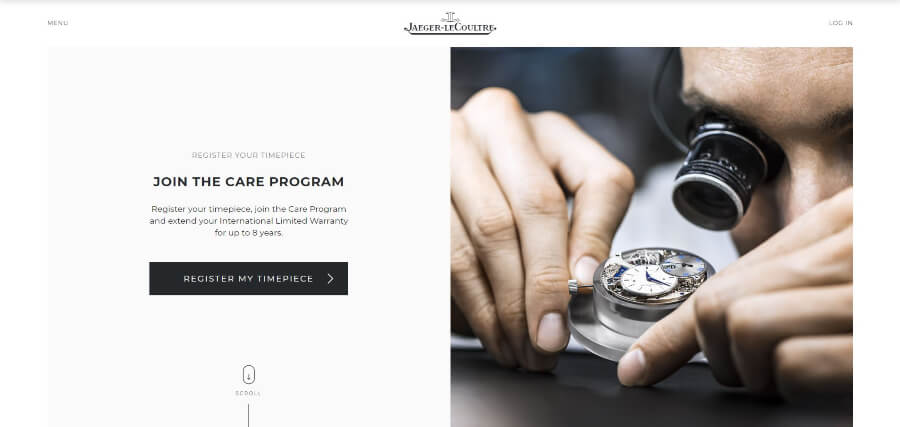 Jaeger LeCoultre Care Program Platform Homepage