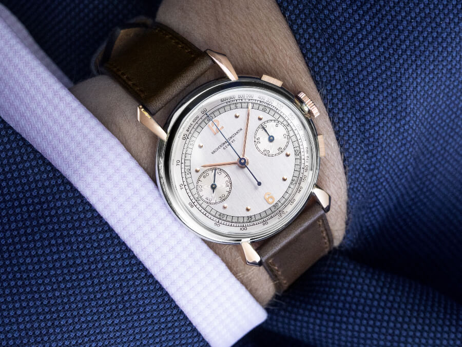 Vacheron Constantin Stainless steel and 18k pink gold 30-minute counter chronograph, 1942
