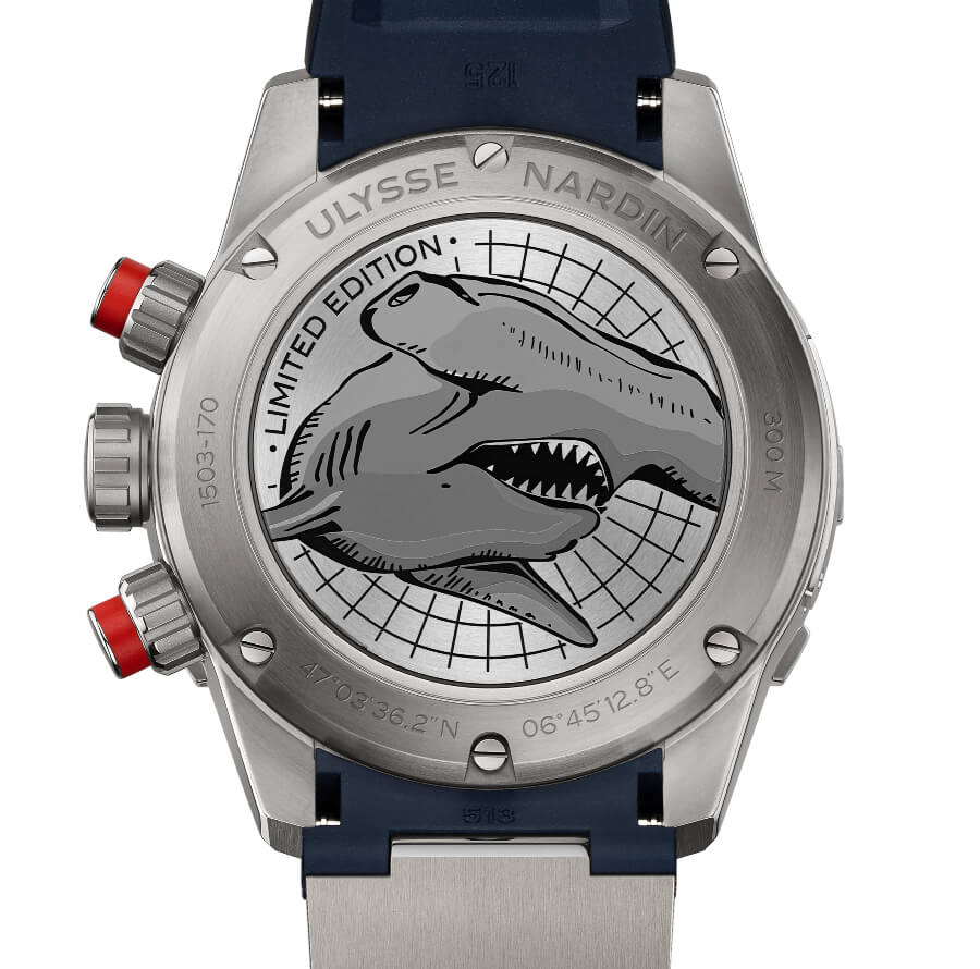 Ulysse Nardin Diver Chronograph 44mm Hammerhead Shark Limited Edition Case Back