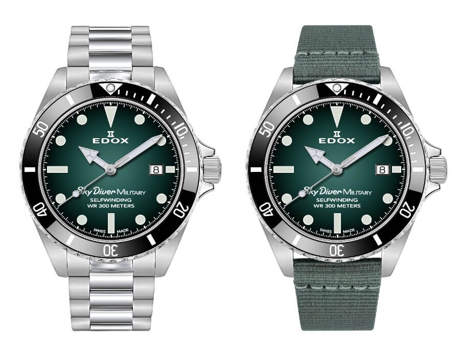 Edox SkyDiver Military Limited Edition With Green Dial