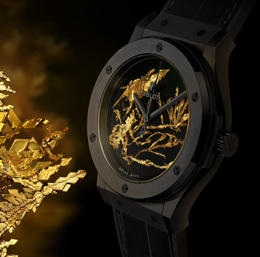 Men Watch Hublot Classic Fusion Gold Crystal Hands On
