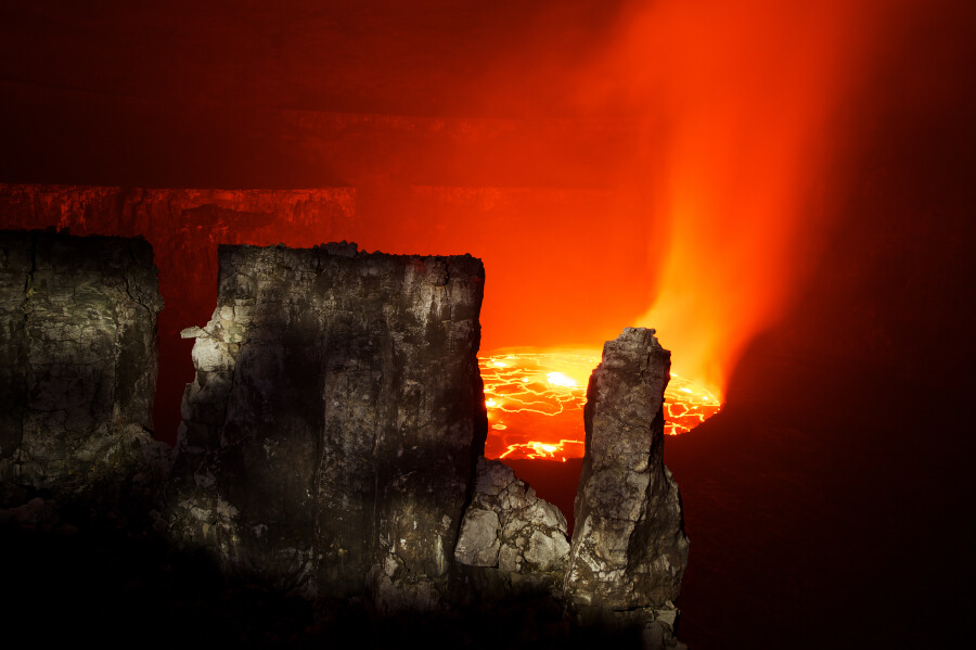 Lava Inside A Volcano