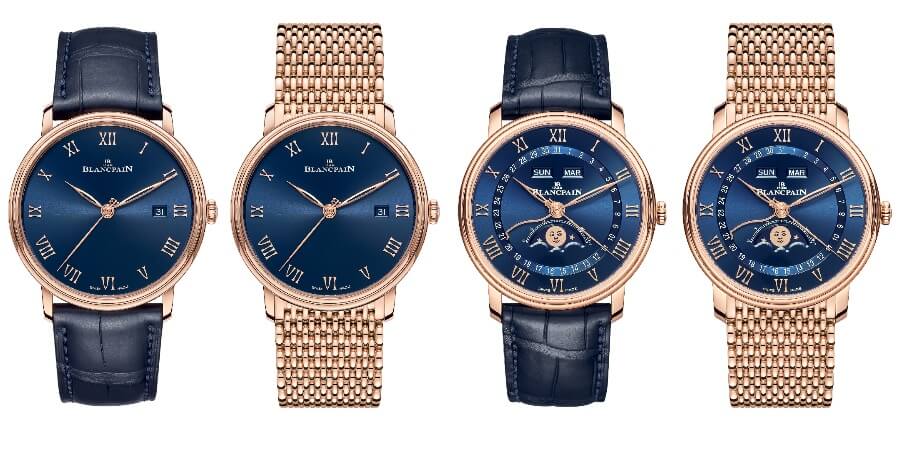 Blancpain Villeret Quantième Complet and Villeret Ultraplate Blue Dials Full Box Watches