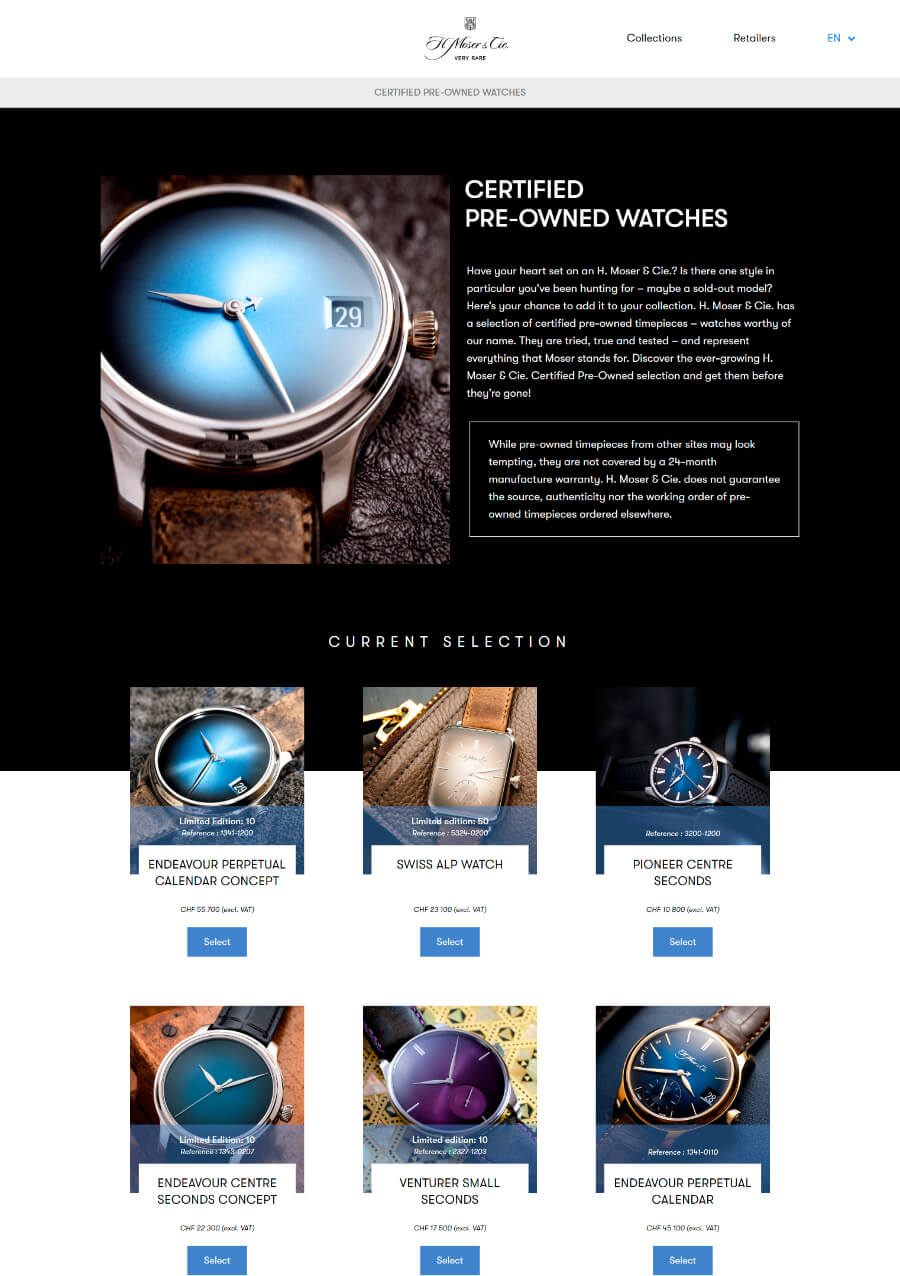 H. Moser & Cie. "Certified Pre-Owned" Platform