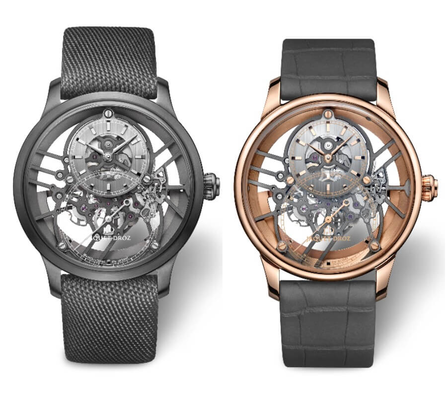 Jaquet Droz Grande Seconde Skelet-One Plasma Ceramic and Grande Seconde Skelet-One Red Gold