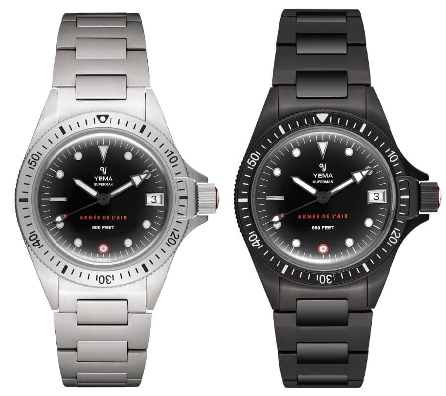 Yema Superman French Air Force Steel and Black Limited Edition Quartz Version