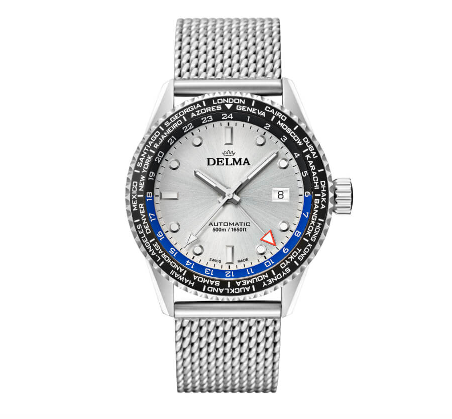 Delma Cayman Worldtimer Automatic Silver Dial