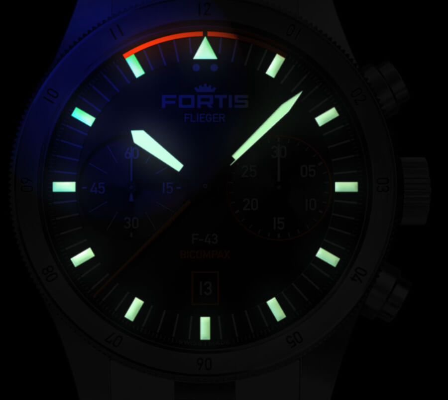 Fortis Flieger F-43 Bicompax SuperLuminova