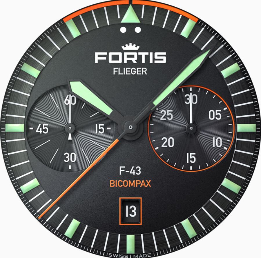 Fortis Flieger F-43 Bicompax Dial