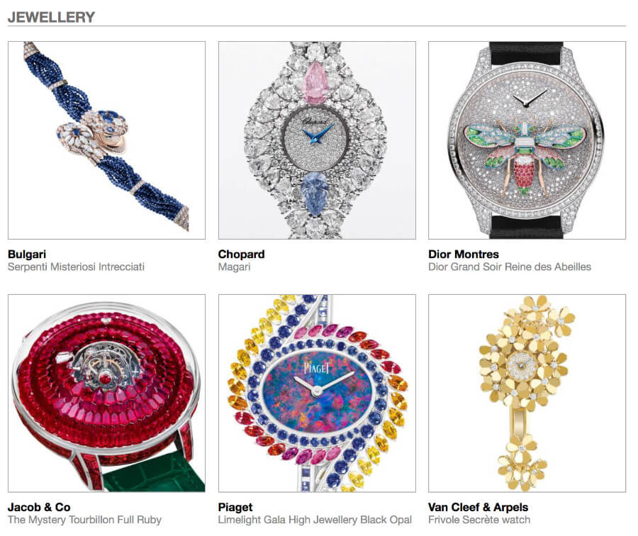 2020 GPHG Academy Nominations List Jewellery