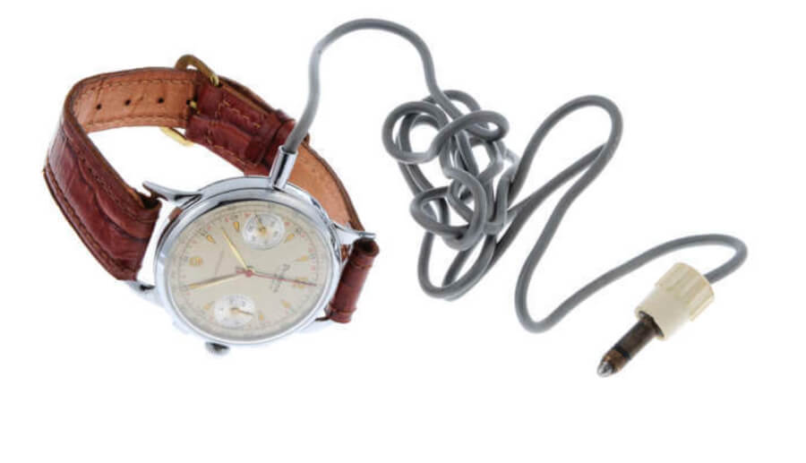Protona - a stainless steel Microphone Spy "Watch" Recorder formed as a chronograph wrist watch