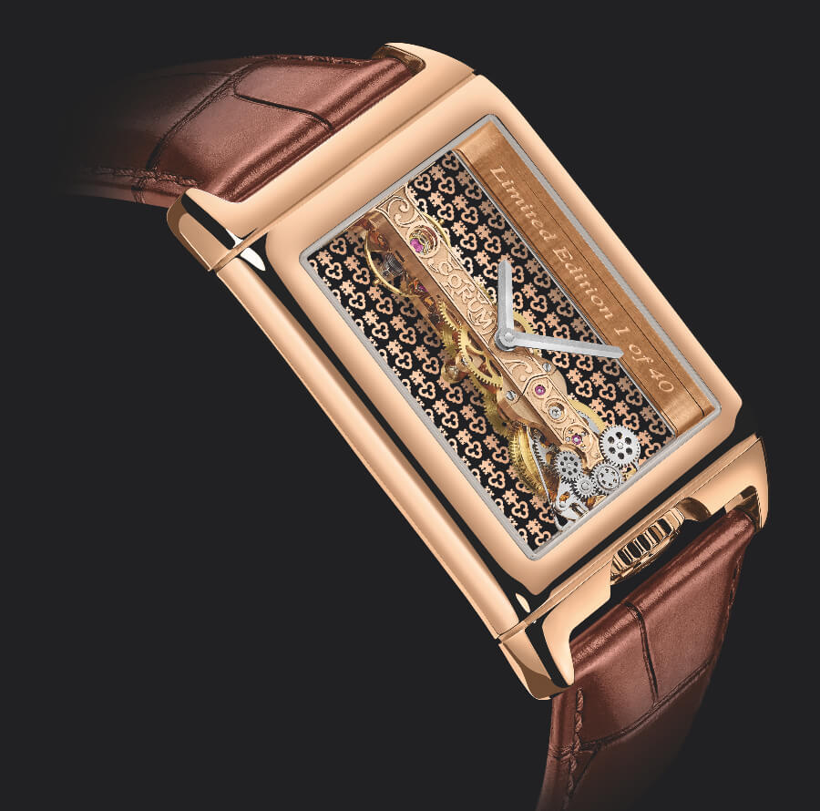 Golden Bridge Rectangle 40th Anniversary in 18k rose gold