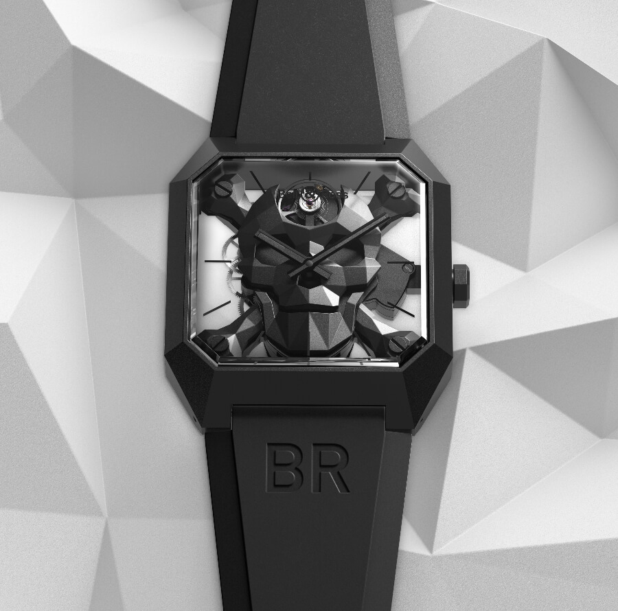 Men Watches Bell & Ross BR 01 Cyber Skull Ref. BR01-CSK-CE/SRB