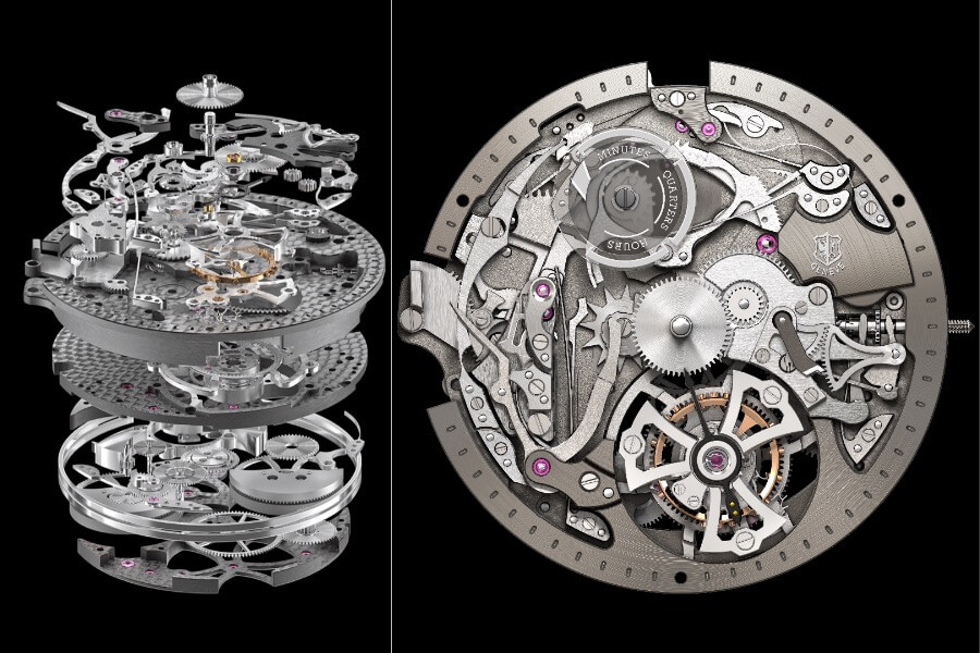 Roger ibis RD107 caliber, Mechanical automatic with minute repeater and single flying tourbillon