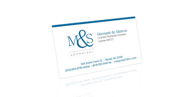 M&S Appraisals business cards